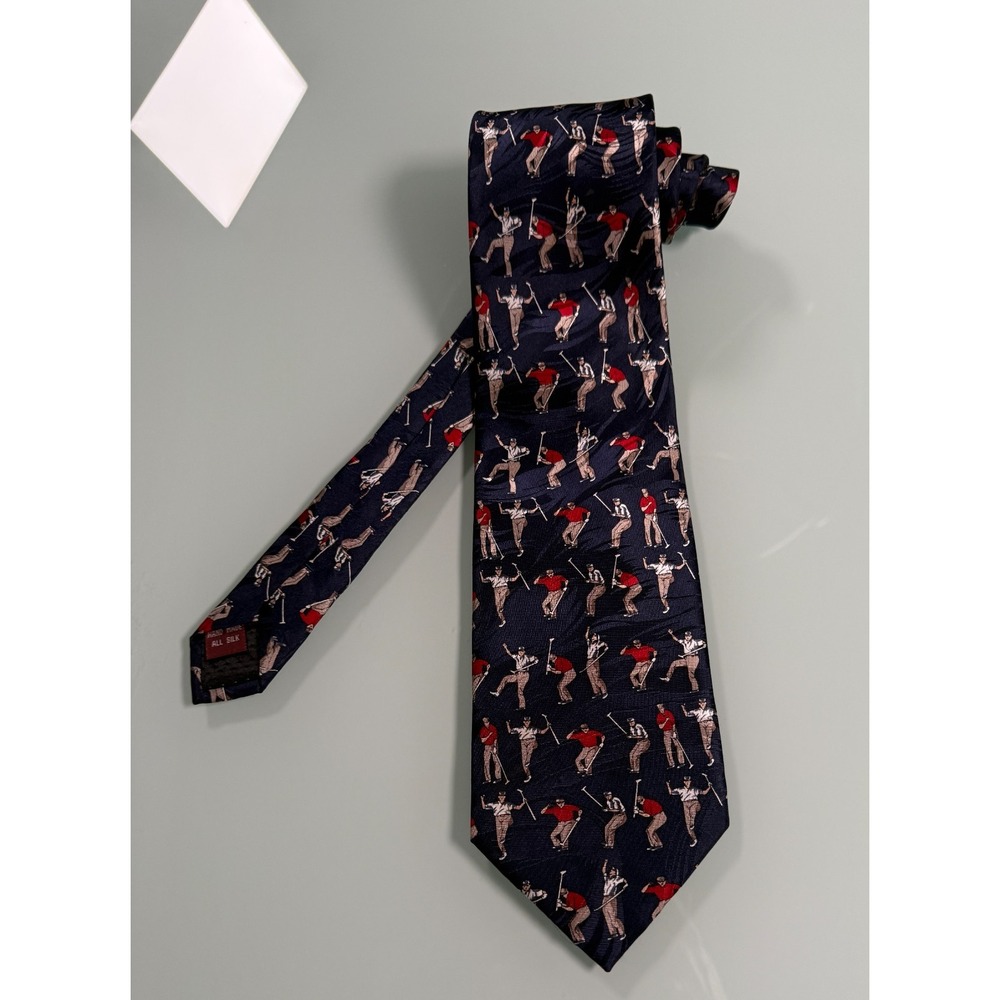 VTG Museum Artifacts Novelty Golfers Tie Standard Size Hand Made Silk DadCore